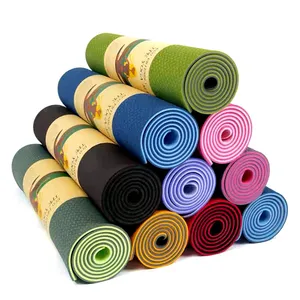 Yoga mat 72 & 24 Inch Washable TP Rubber 6mm Multicolor
