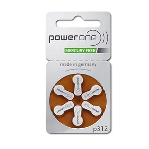 Power One 1.45 Volt Hearing Aid Battery Size 312, Pack of 6 Batteries