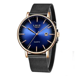 LIGE 9934 Analog Stainless Steel Mesh Belt Luxury Women's Watch
