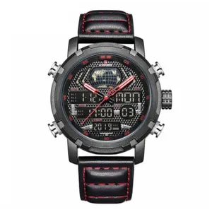 Naviforce NF9160 PU Leather Dual Time Men’s Wrist Watch