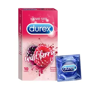 Durex Wildberry Flavoured Condoms 10s – Ribbed for Enhanced Stimulation & Pleasure