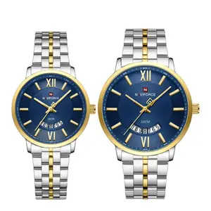 NAVIFORCE NF9238 Modern & Stylish Stainless Steel strap Calendar Analog Couple Watch