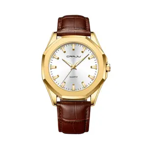 CRRJU 5015 Comfortable Genuine Leather Strap Luxury Fashion Men's Watch - Variant 2
