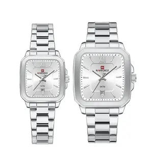 NAVIFORCE NF9239 Square Stainless Steel Water-Resistant Quartz Calendar Elegant Romantic Couple’s Watch - Variant 3