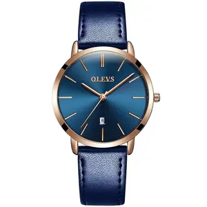OLEVS 5869 Comfy Leather Strap Waterproof Ultra Slim Couple's Wristwatch - Variant 3
