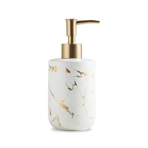 Ceramics Gold Marbling Dish Soap and Lotion Bottle Pump Modern Liquid Soap Dispenser 300ml - Variant 2