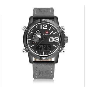Naviforce NF9095 Comfortable Leather Strap Dual Movement Multi-Functional Fashion Men's Watch - Variant 1