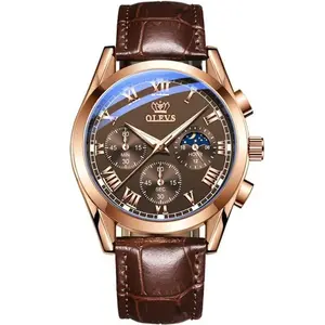 OLEVS 2871 Bold Style Leather Strap Luminous Chronograph Men's Quartz Wristwatch - Variant 4