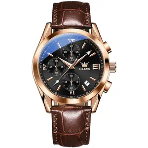 OLEVS 2872 Golden Sophistication Leather Chronograph Men's Quartz Watch - Variant 4
