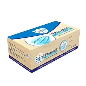 Sepnil 50pcs Pack Blue Color 3 Layer Face Mask Non Woven Disposable 
