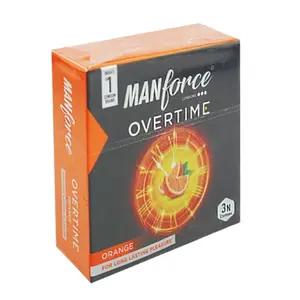 Manforce Overtime Orange Flavoured 3in1 (Ribbed, Contour, Dotted) Condoms