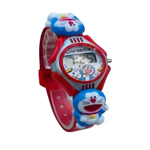 Doraemon Cartoon Digital Rubber Strap Kids Wrist Watch