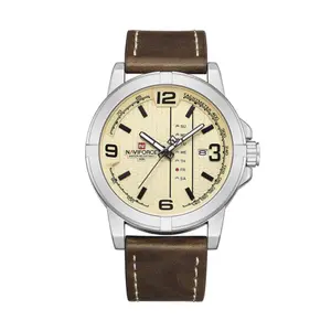 Naviforce NF9177 Top Quality Leather Strap Creative Calendar Unique Fashion Men's Watch