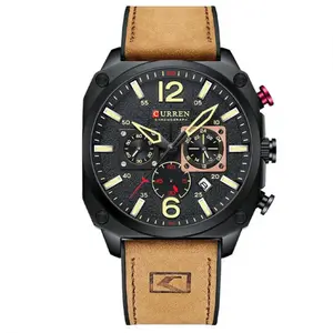 Curren 8398 Luxury Genuine Leather Straps Chronograph Sports Men's Watch