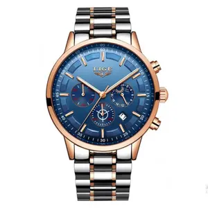 LIGE 9877 Stainless Steel Moon Phase Analog Luxury Men's Watch - Variant 4