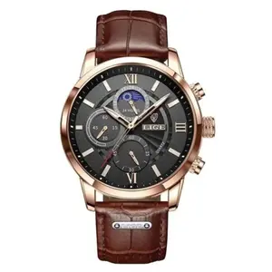 LIGE 8932 Premium Moon Phase Leather Strap Luxury Men's Watch - Variant 2