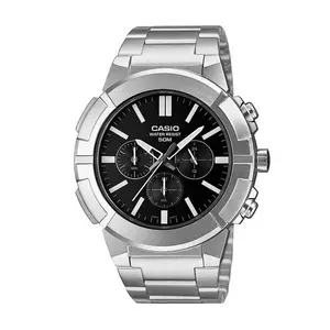 CASIO MTP-E500D-1AV Heavy Duty Stainless Steel Silver Waterproof Chronograph Men's Watch