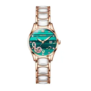 Olevs 3605 Luxury Quartz Rhinestone Ceramics Strap Wristwatch - Variant 2