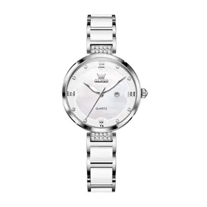 Olevs 5589 Fashion Quartz Round-dial Ceramic Analog Watch for Women - Variant 3