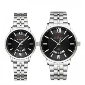 NAVIFORCE NF9238 Modern & Stylish Stainless Steel strap Calendar Analog Couple Watch - Variant 3