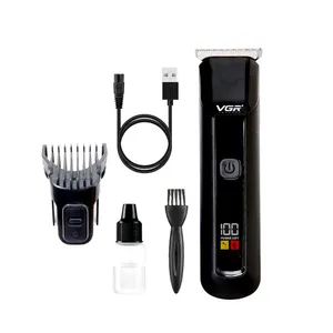 VGR V-929 Professional Rechargeable Hair Trimmer with LED Display 100 Minutes Run Time Black