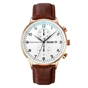 Skmei 9301 Leather Quartz Stainless Steel Men's Watch