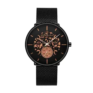 CRRJU 2150 Black Mesh Stainless Steel Ultra Slim Modern Fashion Men's Watch - Variant 2