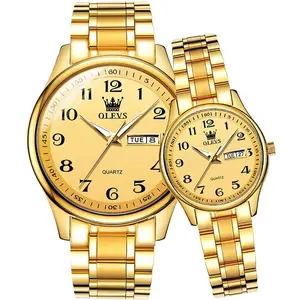 OLEVS 5567 Royal Stainless Steel Waterproof Chronograph Couple's Watch with Luminous - Variant 1