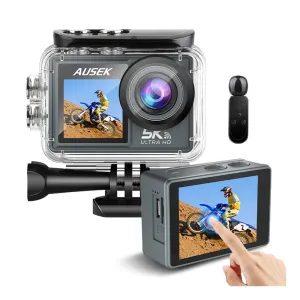 Ausek AT-M40R Touch Wireless Mic Combo Waterproof Action Camera