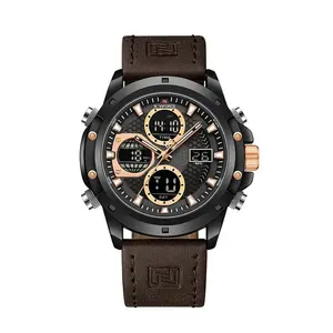 Naviforce NF9225 Elite Leather Dual Time Quartz Classic Men's Watch - Variant 2