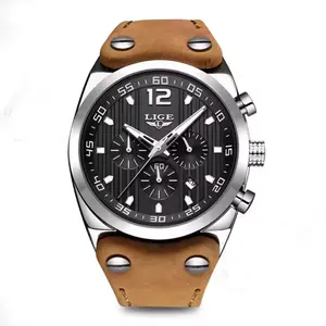 LIGE 9890 Analog High Quality Leather Quartz Chronograph Casual Men's Watch - Variant 2