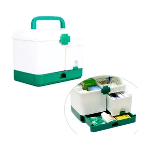 MK Plastic Multi Layer Emergency Medicine Storage First Aid Storage Box with Handle
