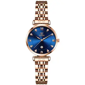 OLEVS 5866 Luxury Stainless Steel Rose Gold Flash Diamond Series Waterproof Women's Wristwatch - Variant 2