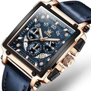 OLEVS 9919 Elite Sports Leather Strap Square Dial Chronograph Men's Analog Watch  - Variant 3