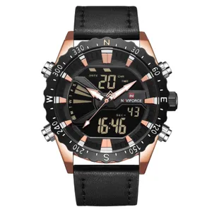 NAVIFORCE NF9136 Leather Sports Quartz Analog Digital Men’s Watch