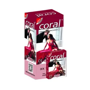 Coral Dotted Extra Time Lubricated Natural Latex Condoms 3pcs 