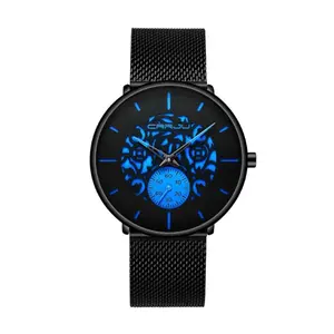 CRRJU 2150 Black Mesh Stainless Steel Ultra Slim Modern Fashion Men's Watch - Variant 1