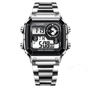 LIGE 8921 Digital Stainless Steel Waterproof Military Men's Watch - Variant 3