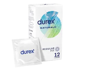 Durex Naturals Regular Fit Thin Condoms with Extra Lubrication - 12Pcs Pack (UK)