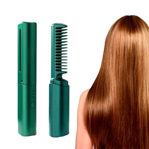 2 in 1 Straightening Curling Brush New Wireless Heating Negative Ion Hair Straightener - Variant 3
