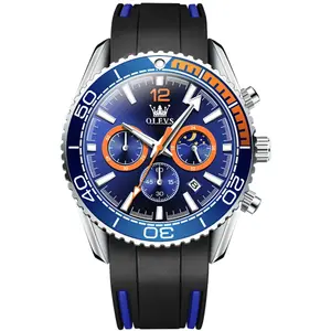 OLEVS 9916 Sports Waterproof Luminous Multifunction Silicone Band Men's Quartz Wristwatch 