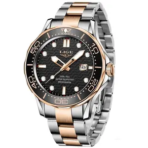 LIGE 8936 Analog Stainless Steel Waterproof Luxury Men's Watch