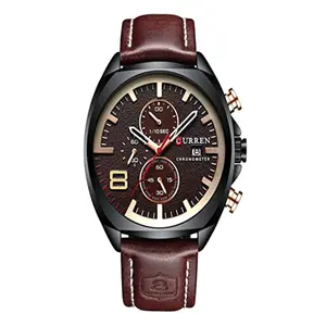 Curren 8324 Genuine Leather Strap Quartz Chronograph Men's Watch - Variant 4
