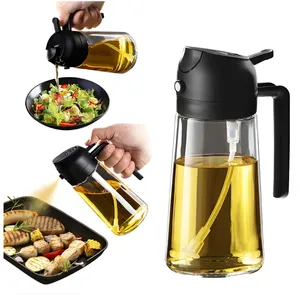 Glass Oil Dispenser Bottle 500ml Transparent Kitchen Oil Sprayer
