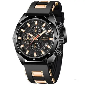 LIGE 8908 Analog Movement Premium Silicone Strap Men's Sports Watch