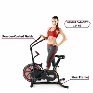 Marcy NS-1000 black and red, 48.75 x 26.75 x 45.00 inches Fan Exercise Bike with Air Resistance System