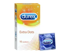 Durex Extra Dots Condoms 10 Pcs Pack – Raised Dots for Enhanced Pleasure