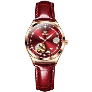 OLEVS 6601 Luxury Diamond Rose Waterproof Women's Hollow Mechanical Watch - Variant 3