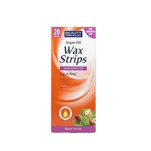 Beauty Formulas Argan Oil Wax Strips Hair Removal for Legs & Body Pack of 20 Strips