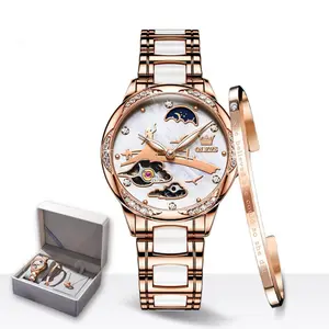 Olevs 6639 automatic mechanical ceramic wristwatch set gift for women - Variant 3